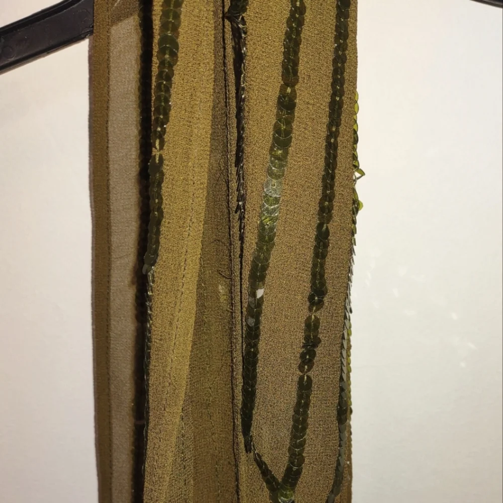 Olive Green Sequin Scarf